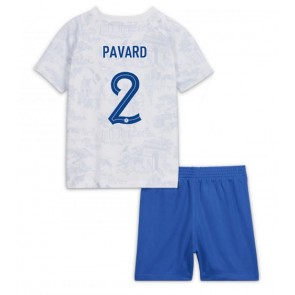 Francja Benjamin Pavard #2 Koszulka Wyjazdowych Dziecięca MŚ 2022 Krótki Rękaw (+ Krótkie spodenki)